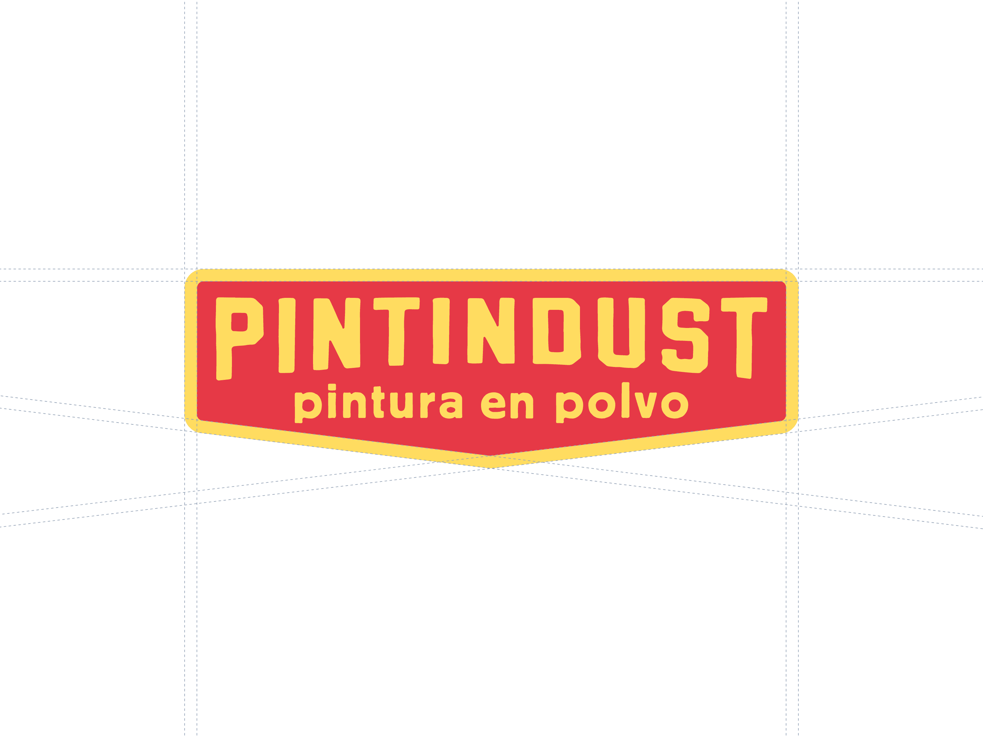 Побудова логотипа PINTINDUST на сітці, білий фон: структурний підхід до айдентики.
